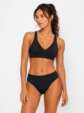 ATHLETA Black Crossback 2 Piece Bikini Swimsuit Set Medium